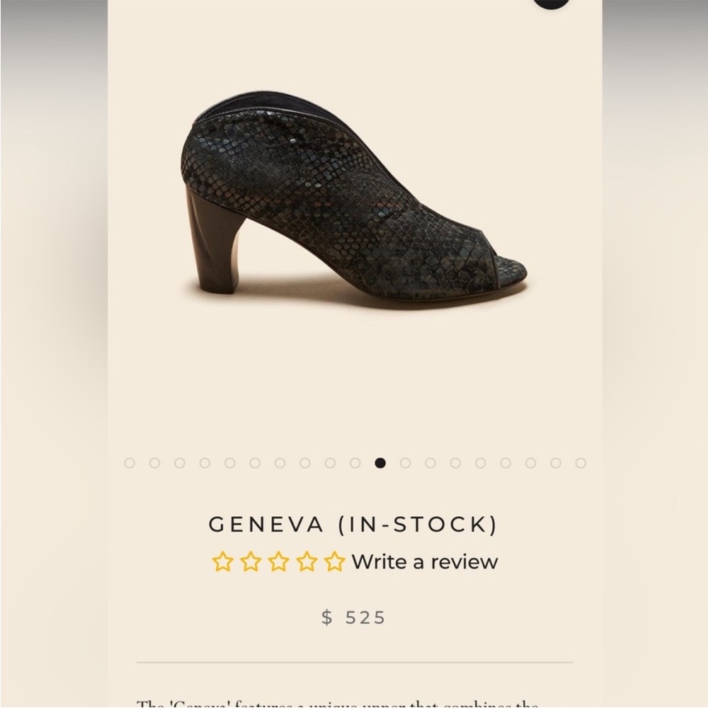 Salpy Geneva handmade artisan black multi snake leather bootie pump, size 7.5
